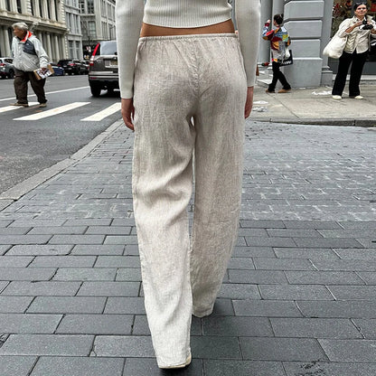 Comfy Loung Pants Streetwear Casual Tie Up Waist Wide Leg Trousers Y2K Vintage Striped Loose Pants Women Pajamas Sleepwear