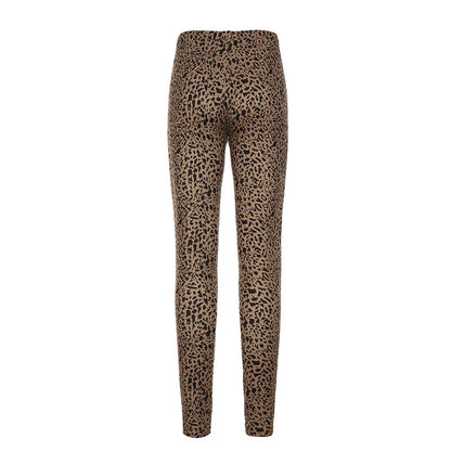 Pantalones largos de leopardo Y2k Gyaru para mujer, pantalones ajustados sexis para rave, ropa de moda retro americana que combina con todo.