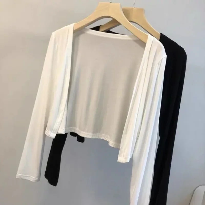 Cárdigan fino de manga larga para mujer, ropa de protección solar, talla grande, holgado, con aire acondicionado, para cubrirse, blusas de moda con abertura frontal.