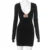 Vestido sexy metalizado ajustado con escote pronunciado para mujer, minivestido de manga larga con cintura alta, elegante, liso, para fiesta otoñal.