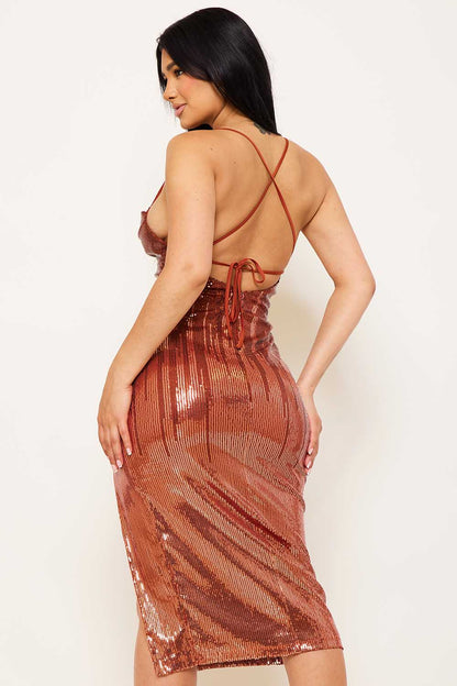 Symphony Dress - Sequin Two-Town Midi Dress