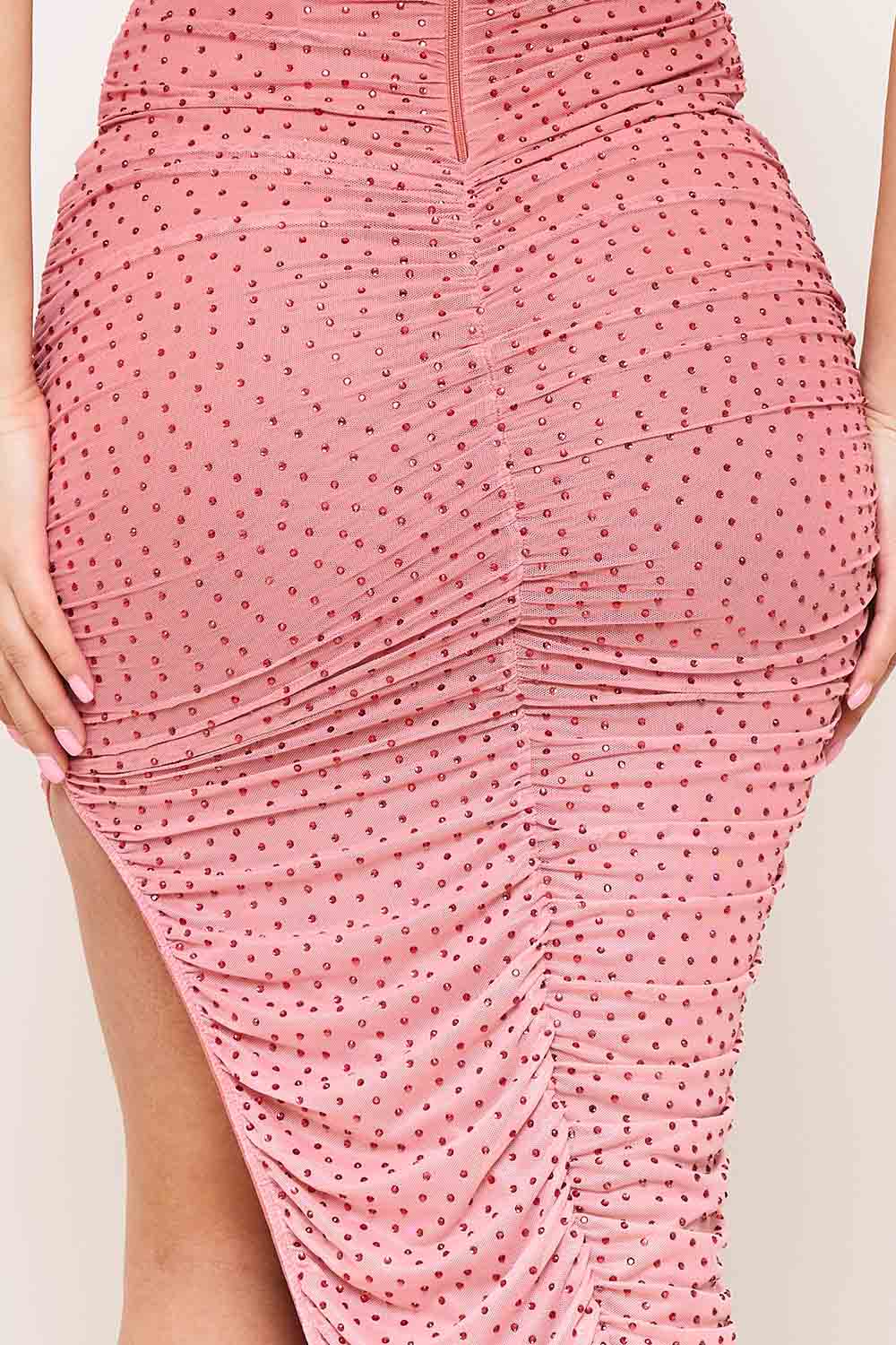 Symphony Dress - Ombre Rhinestone Square Neck Midi Dress