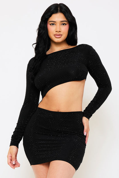 Symphony Dress - Rhinestone Cutout Waist Mini Dress