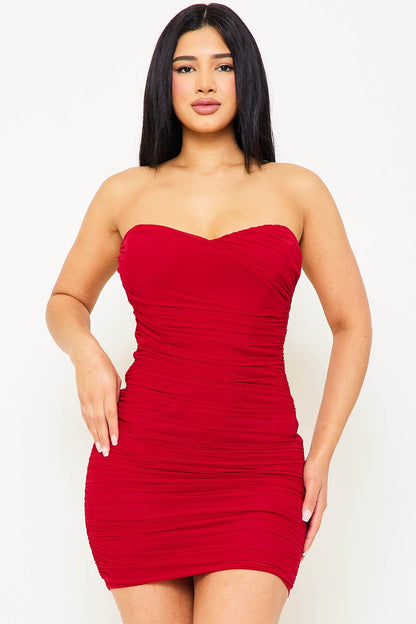 Symphony Dress - Pleated Tube Top Mini Dress