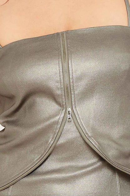 Symphony Dress - Faux Leather With Zipper Detail Mini Dress
