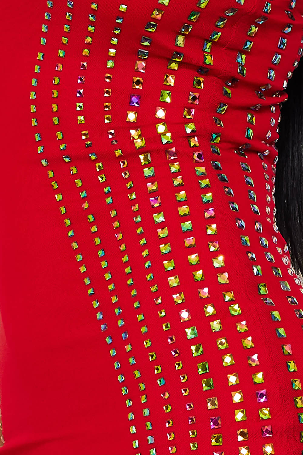 Symphony Dress - Square Rhinestone Power Mesh Mini Dress