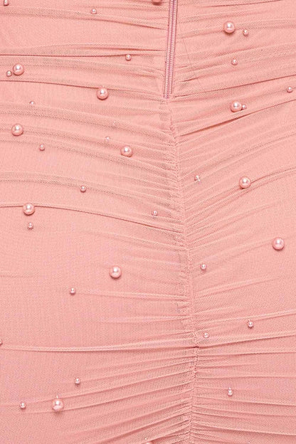 Symphony Dress - Pearl Bead On Power Mesh Midi Dress
