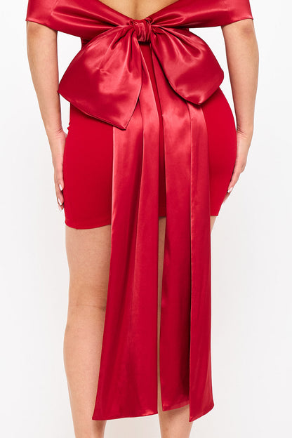 Symphony Dress - Satin Ribbon Bow Detail Back Mini Dress