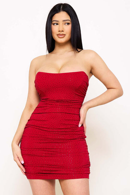 Symphony Dress - Rhinestone Strapless Mini Dress