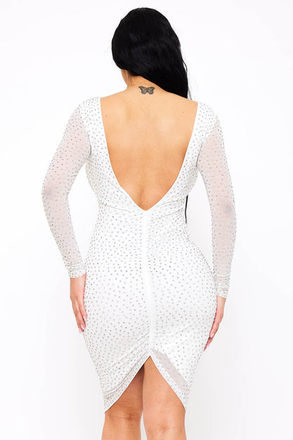 Symphony Dress - Translucent Rhinestone Midi Dress