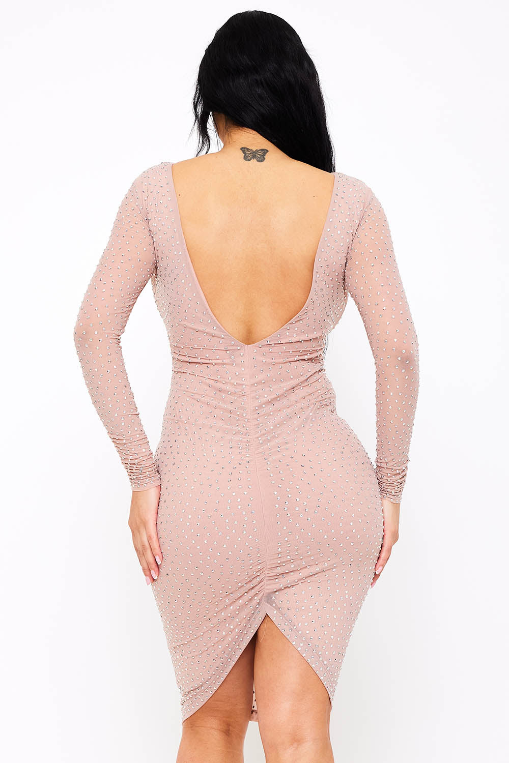 Symphony Dress - Translucent Rhinestone Midi Dress