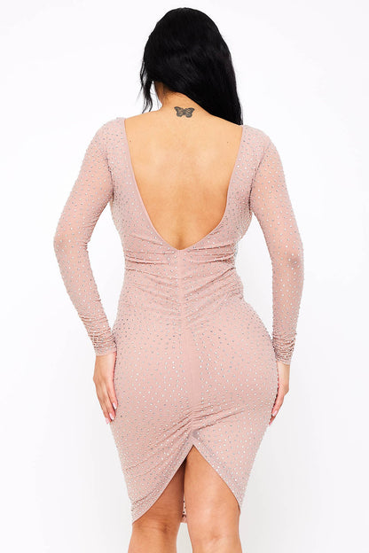 Symphony Dress - Translucent Rhinestone Midi Dress