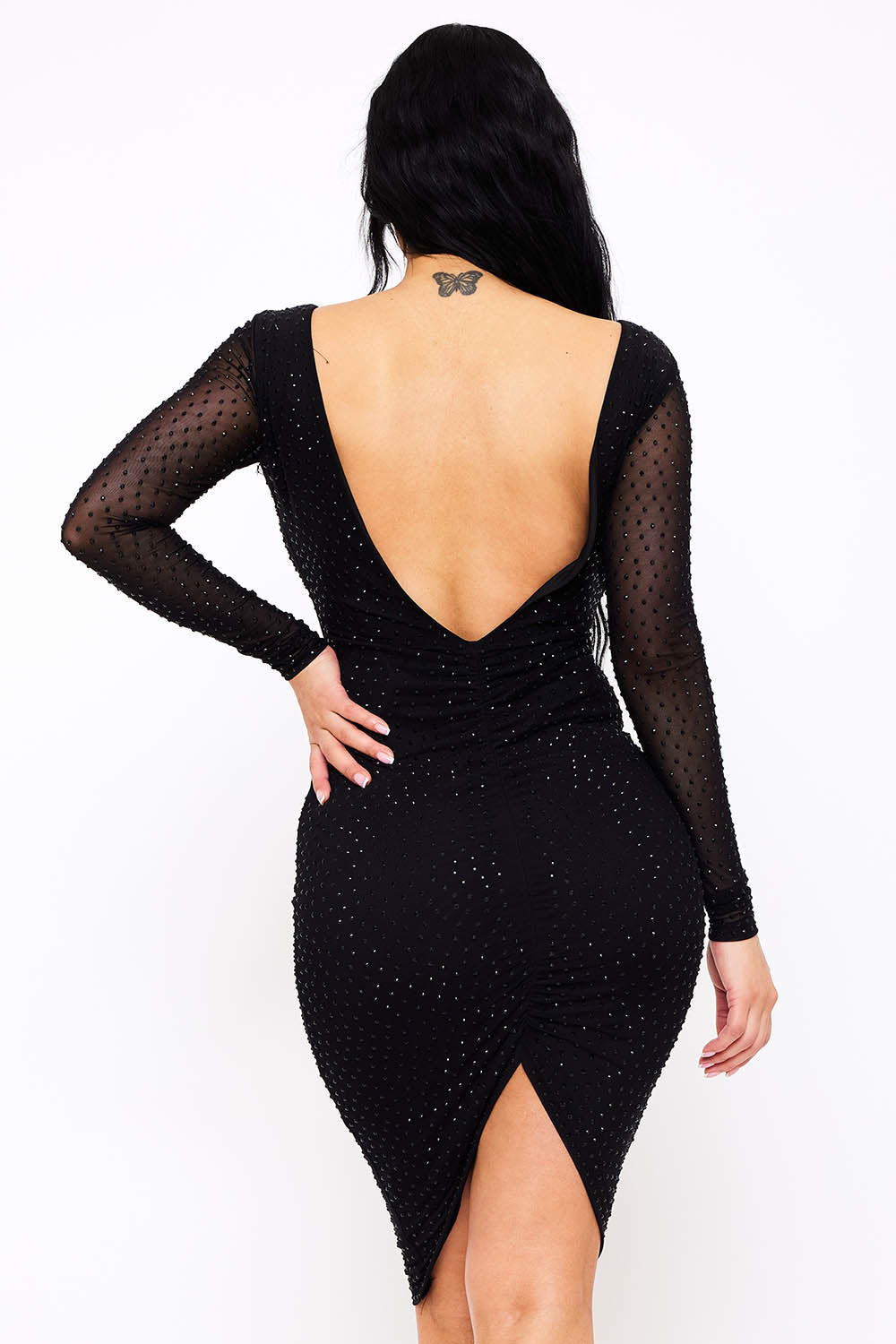 Symphony Dress - Translucent Rhinestone Midi Dress