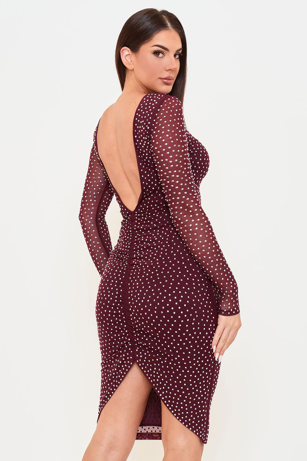 Symphony Dress - Translucent Rhinestone Midi Dress