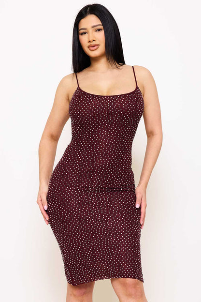 Symphony Dress - Rhinestone On Stretch Wavy Mesh Mini Dress