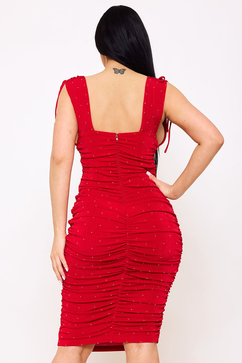 Symphony Dress - Deep V-Neckline Soft Slinky Midi Dress
