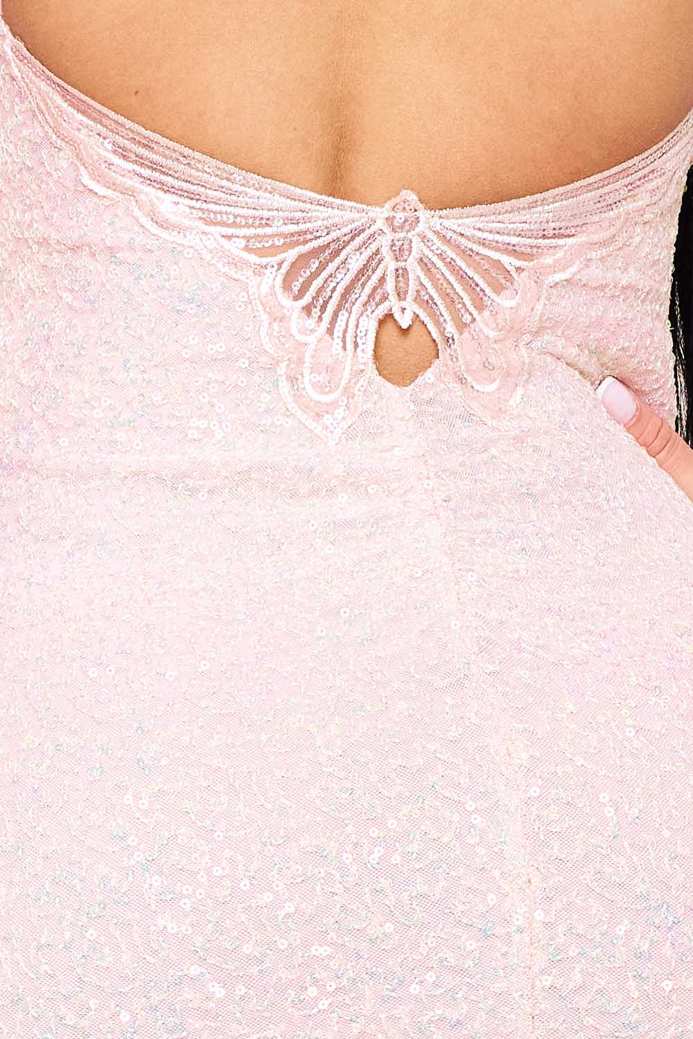 Symphony Dress - Butterfly Embroidered Lace Back Sequin Mini Dress
