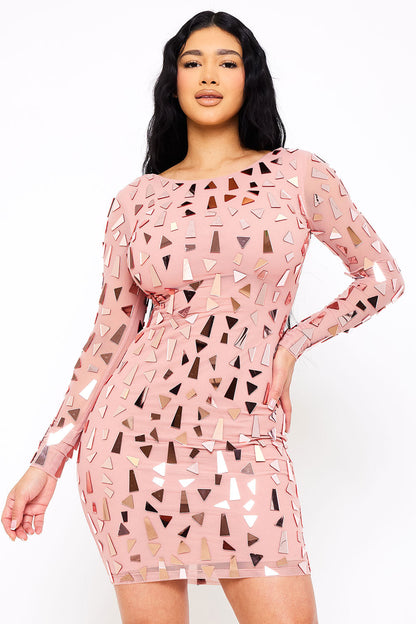 Symphony Dress - Mirror Glass Pieces Mini Dress