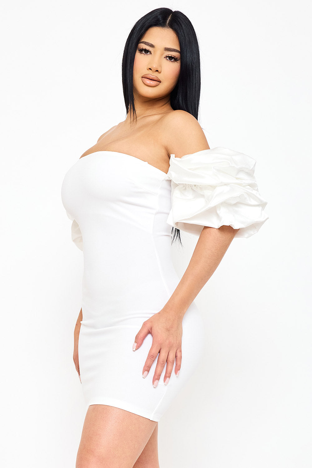 Symphony Dress - Layered Ruffle Sleeve Off The Shoulder Mini Dress
