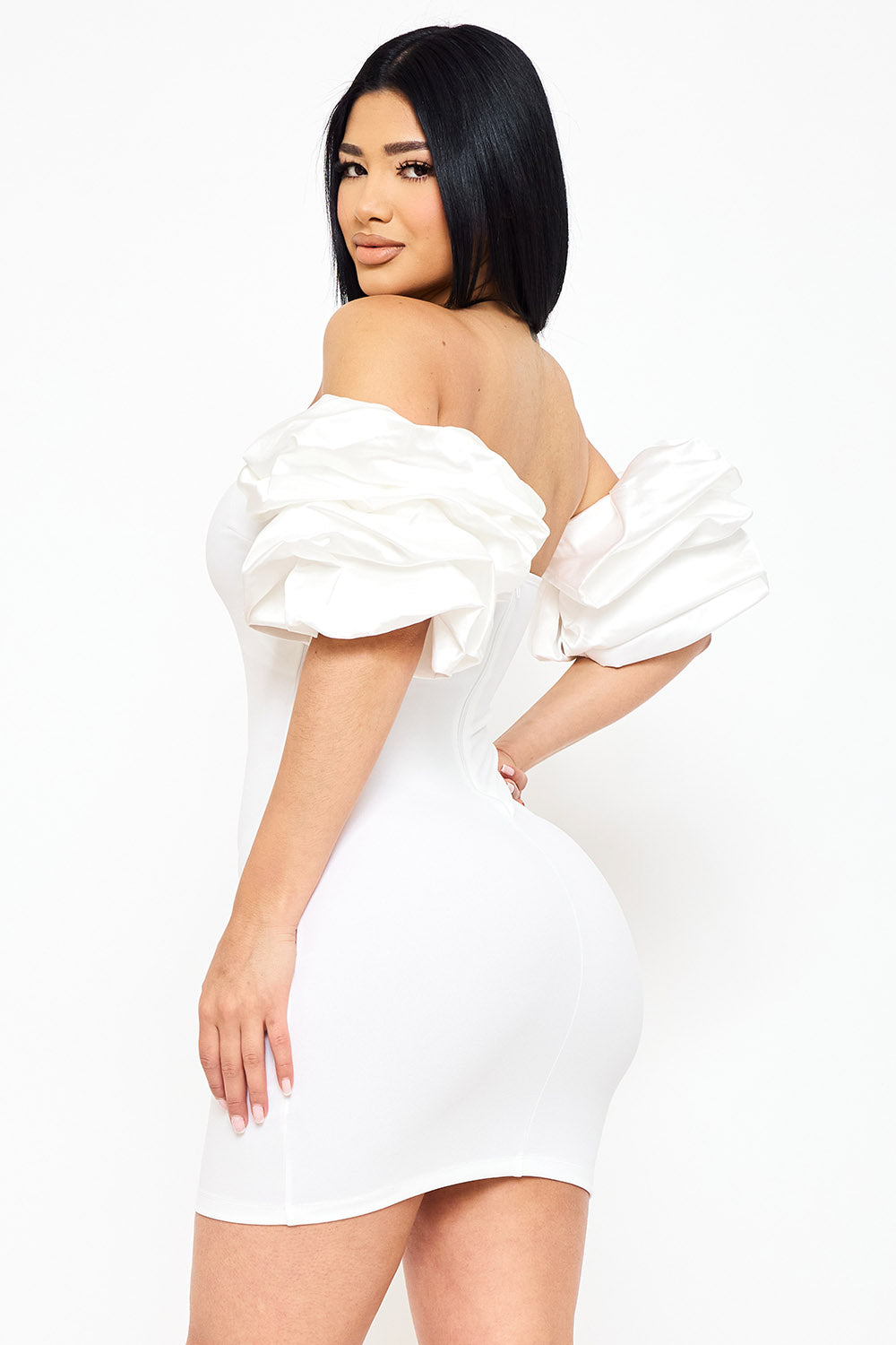Symphony Dress - Layered Ruffle Sleeve Off The Shoulder Mini Dress