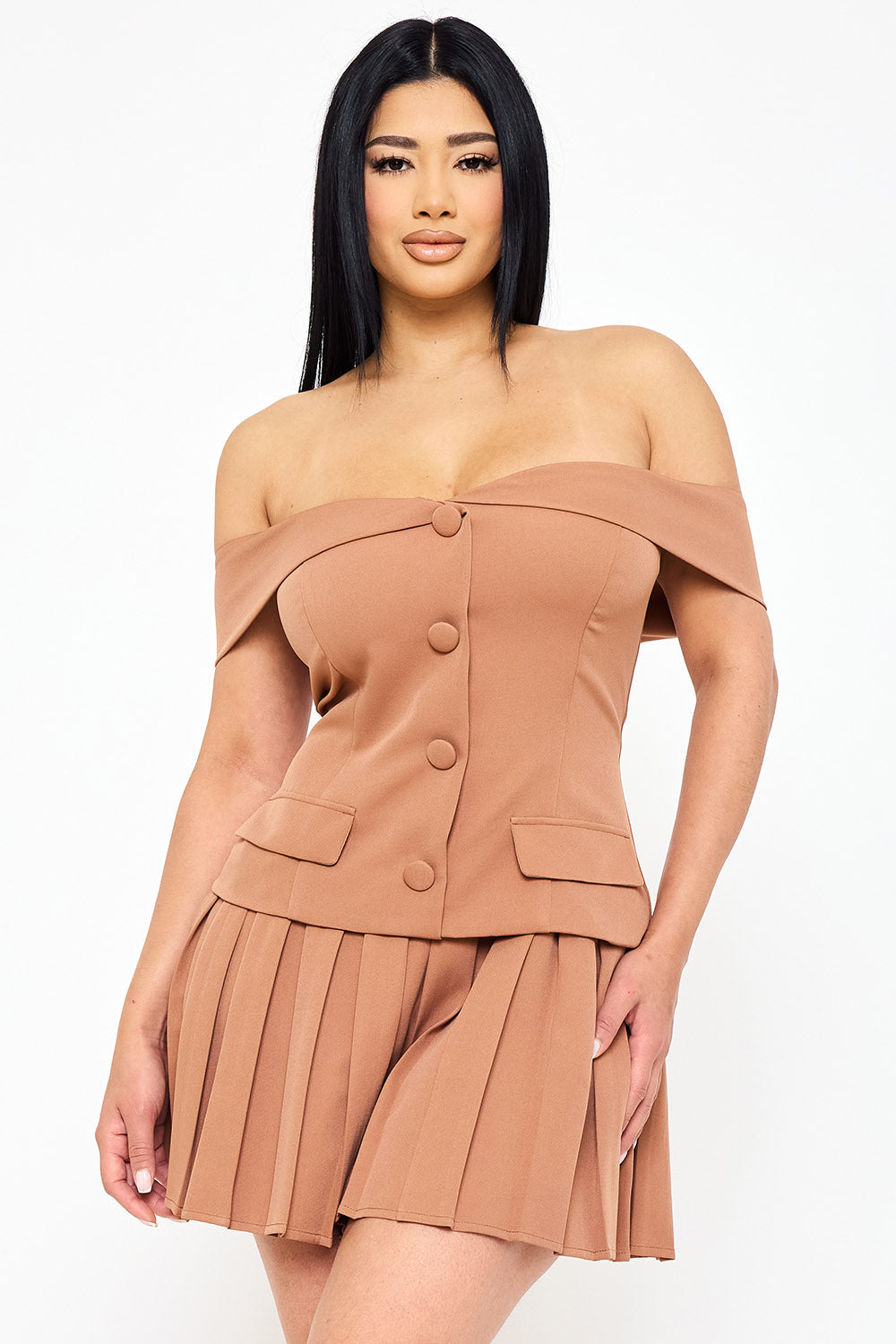 Symphony Dress - Woven Off The Shoulder Mini Dress