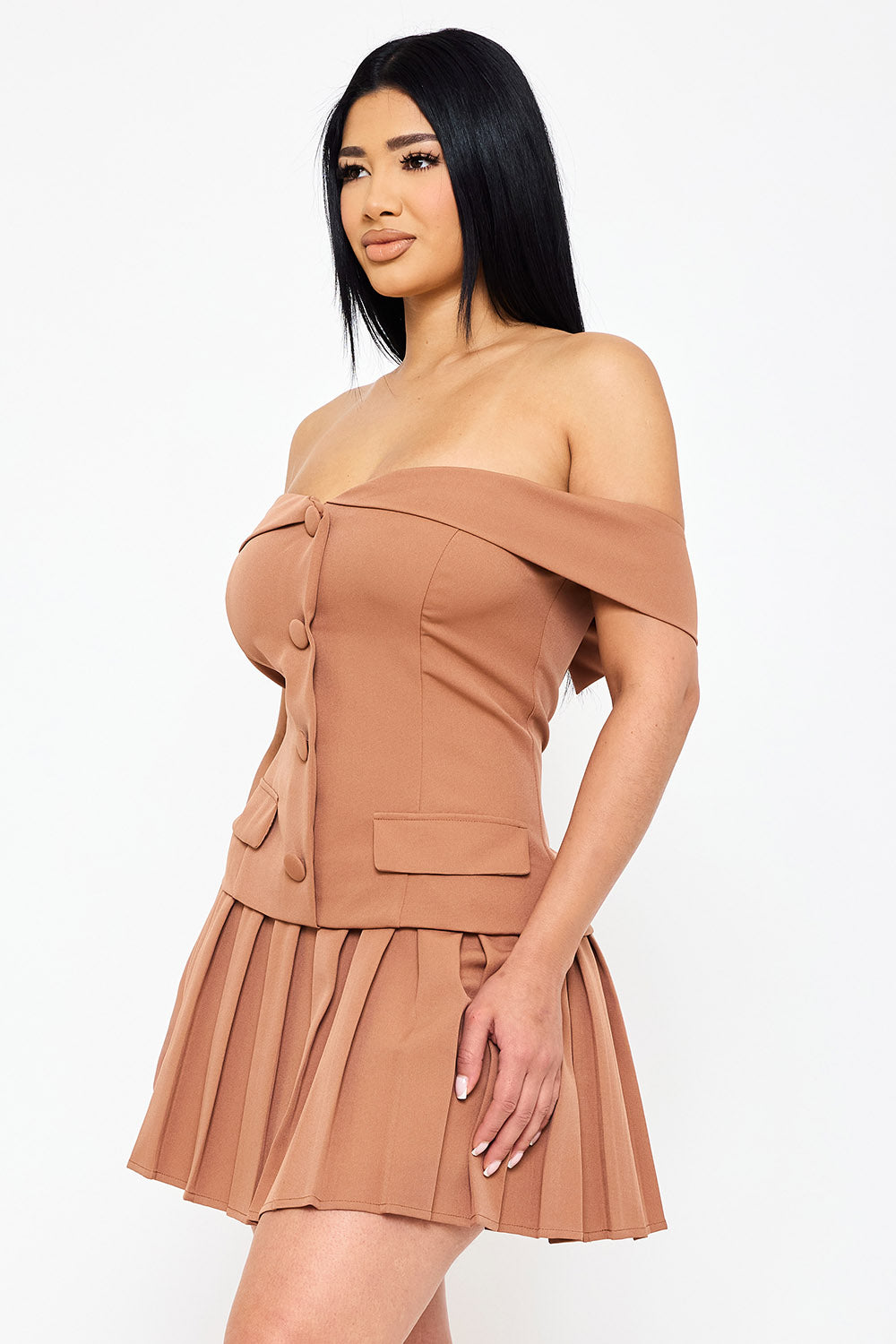 Symphony Dress - Woven Off The Shoulder Mini Dress