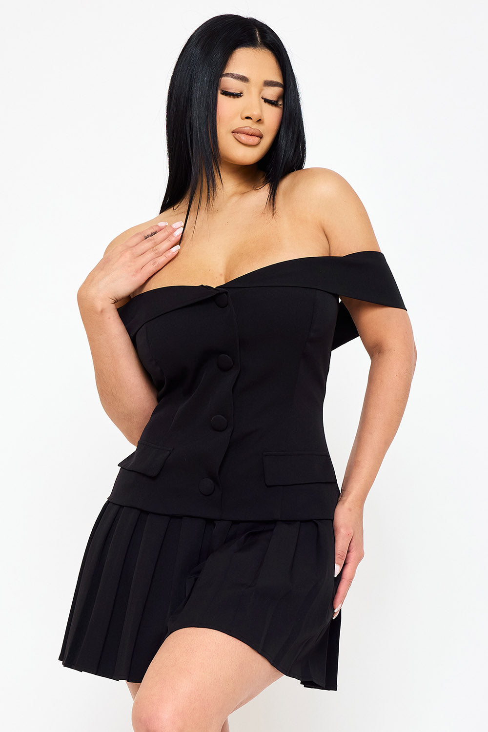 Symphony Dress - Woven Off The Shoulder Mini Dress