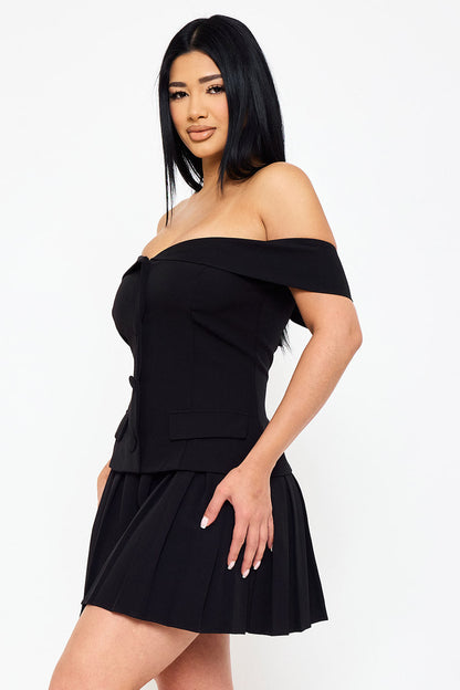 Symphony Dress - Woven Off The Shoulder Mini Dress