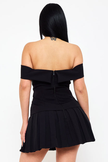 Symphony Dress - Woven Off The Shoulder Mini Dress
