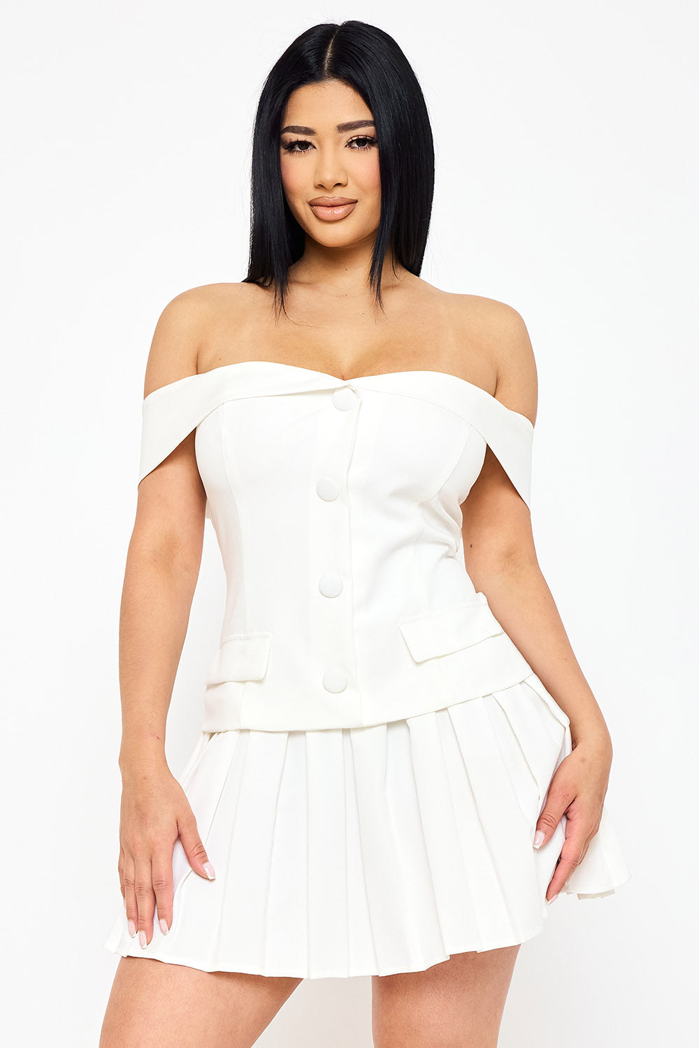Symphony Dress - Woven Off The Shoulder Mini Dress