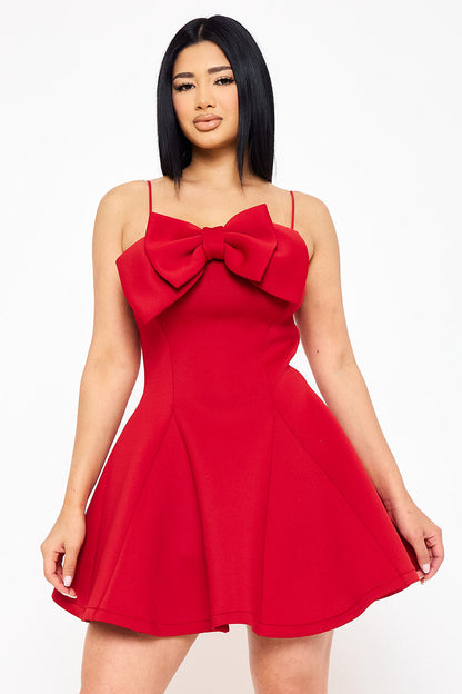 Symphony Dress - Super Techno Bow Front Mini Dress