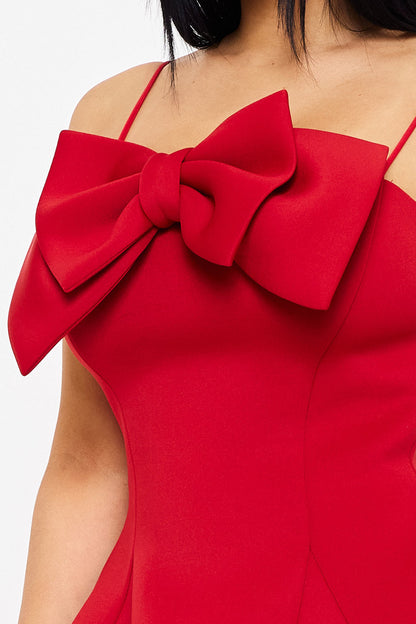 Symphony Dress - Super Techno Bow Front Mini Dress
