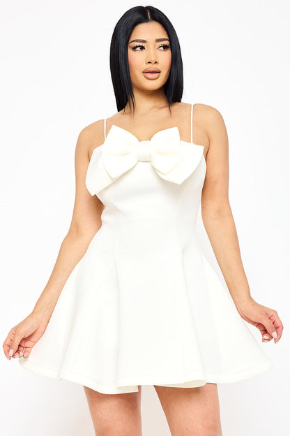 Symphony Dress - Super Techno Bow Front Mini Dress