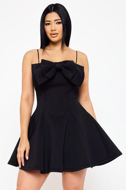 Symphony Dress - Super Techno Bow Front Mini Dress