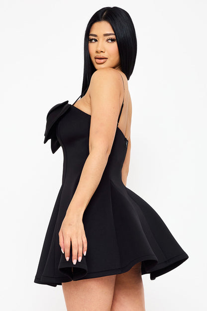 Symphony Dress - Super Techno Bow Front Mini Dress