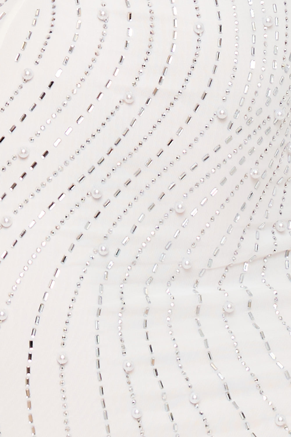 Symphony Dress - Rhinestone Trim Wave With Pearl On Power Mesh Mini Dress