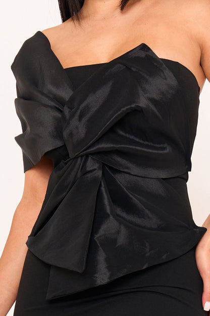 Symphony Dress - One Shoulder Twist Tie Detail Front Mini Dress