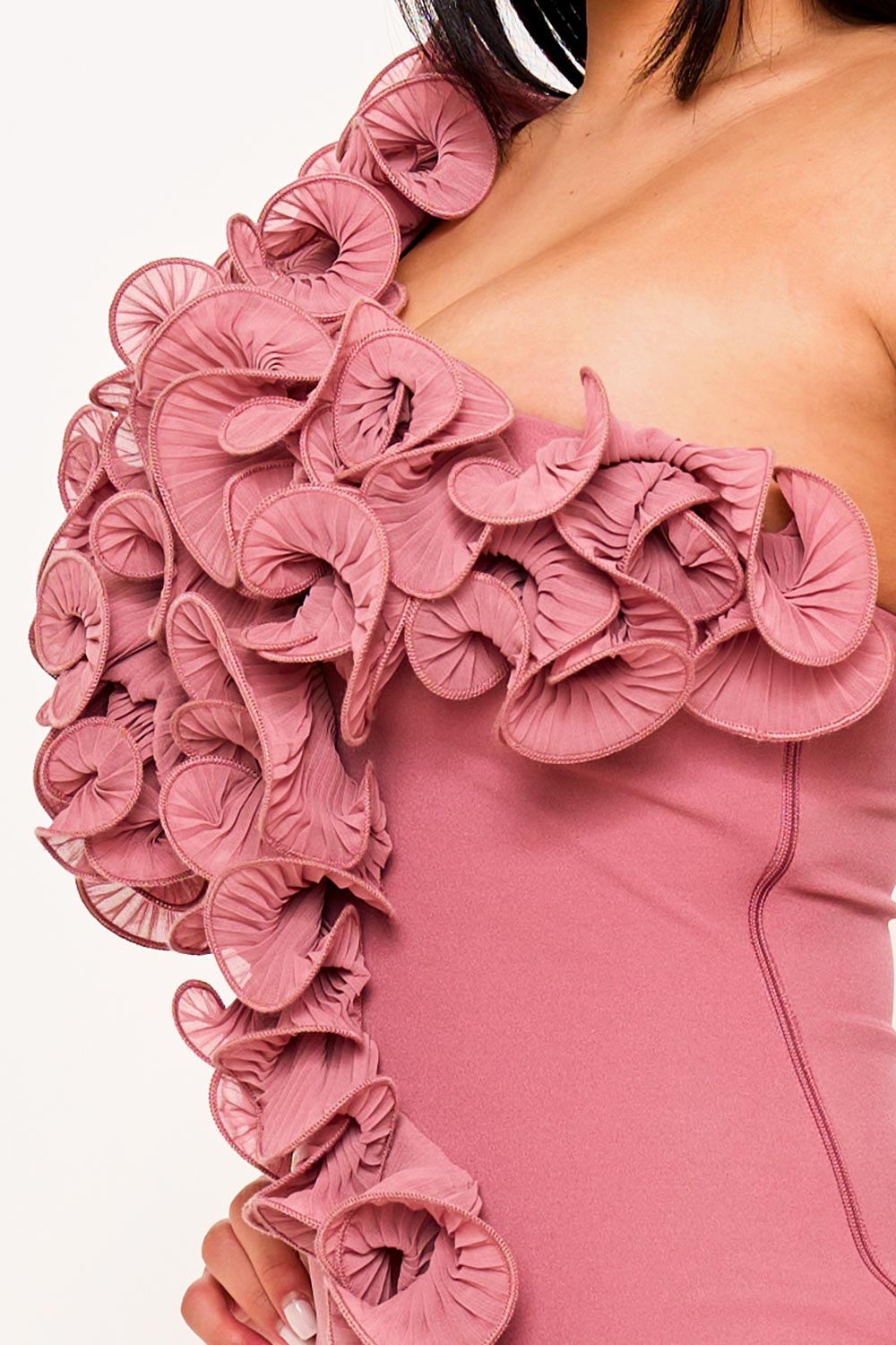 Symphony Dress - Pleated Ruffle One Shoulder Mini Dress