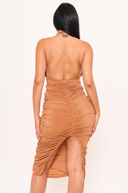 Symphony Dress - Glitter Halter Neck Midi Dress