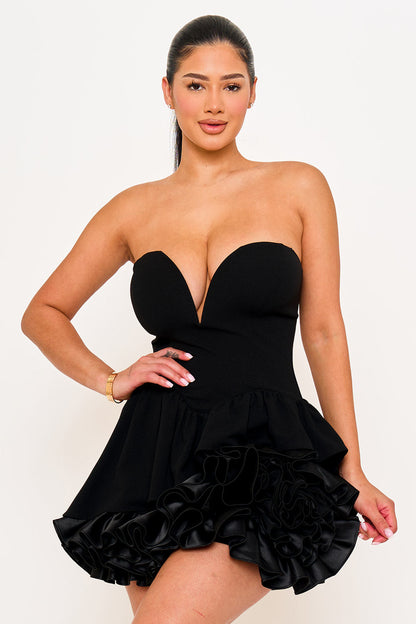 Symphony Dress - Layer Of Ruffles Detail Mini Dress