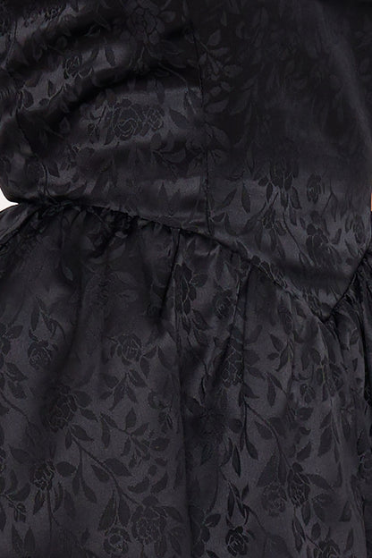 Symphony Dress - Floral Jacquard Open Shoulder Mini Dress