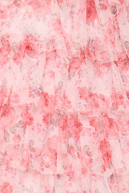 Symphony Dress - Spring Floral Print Layered Ruffle Mini Dress