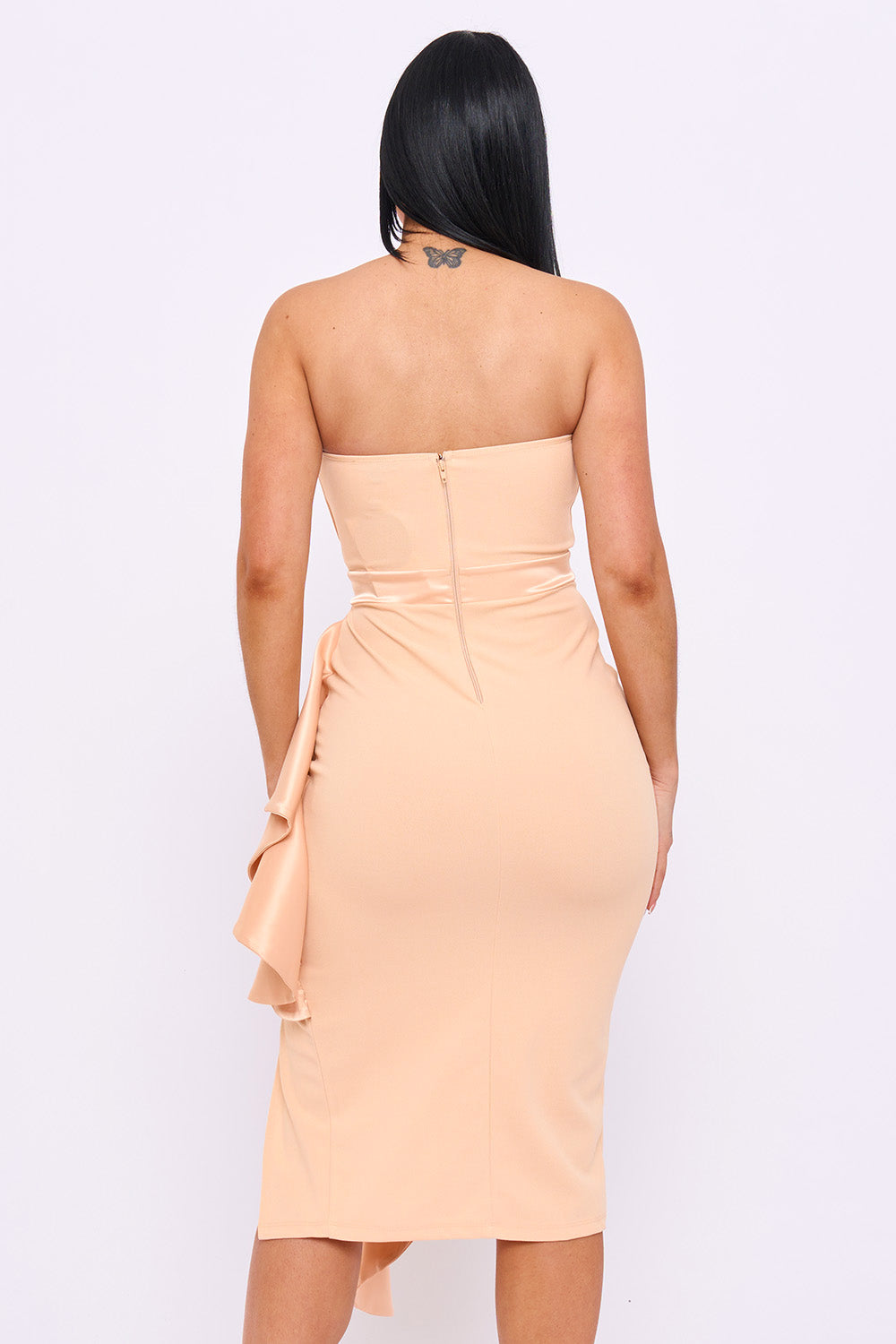 Symphony Dress - Satin Pleated Fabric Contrast Midi Dress