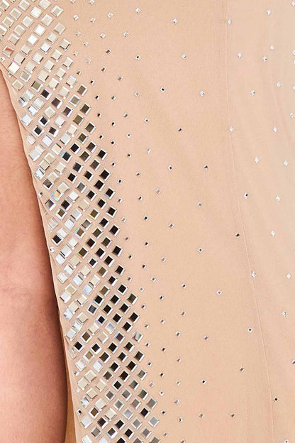 Symphony Dress - Square Rhinestone Body Maxi Dress