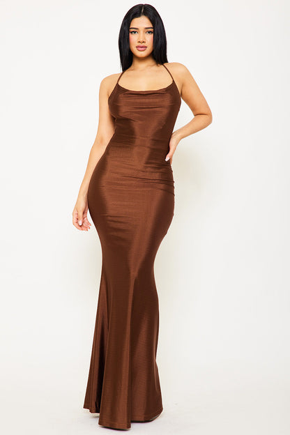 Symphony Dress - Basic Cowl Neck Slim Maxi Dress