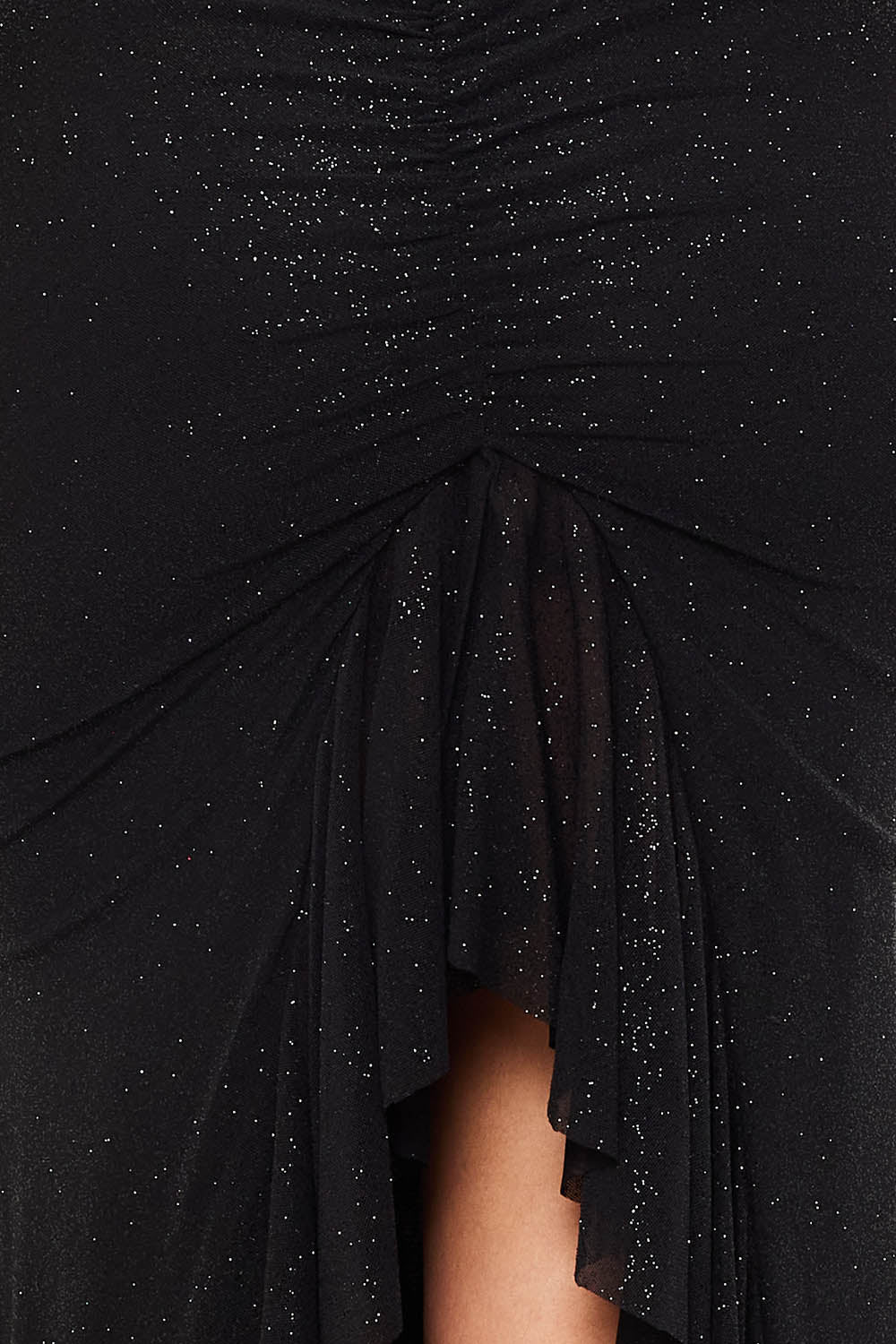 Symphony Dress - Glitter Power Mesh Ruffle Back Maxi Dress