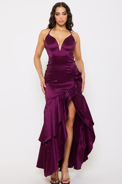 Symphony Dress - Taffeta Layered Ruffle Maxi Dress