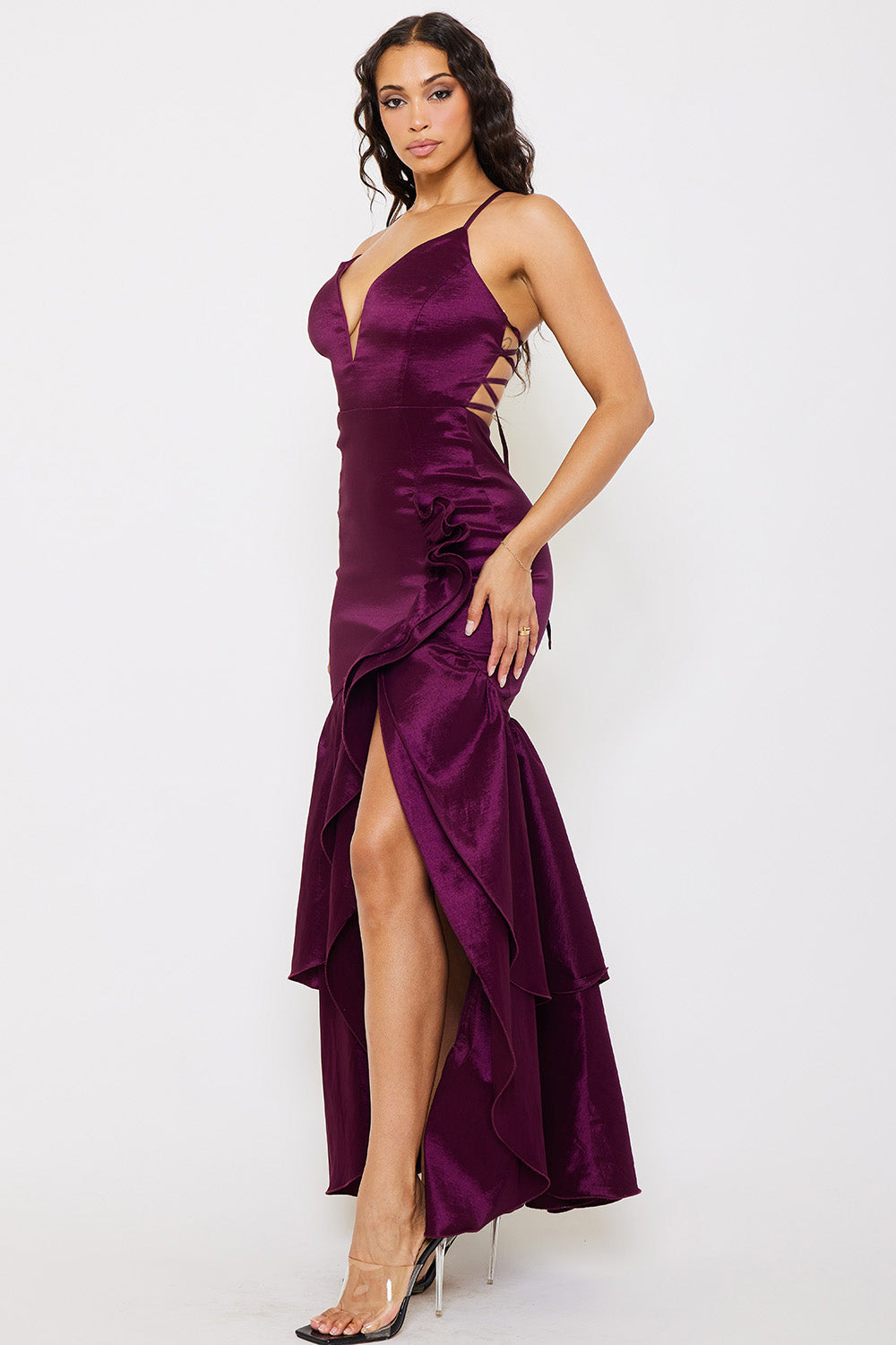 Symphony Dress - Taffeta Layered Ruffle Maxi Dress