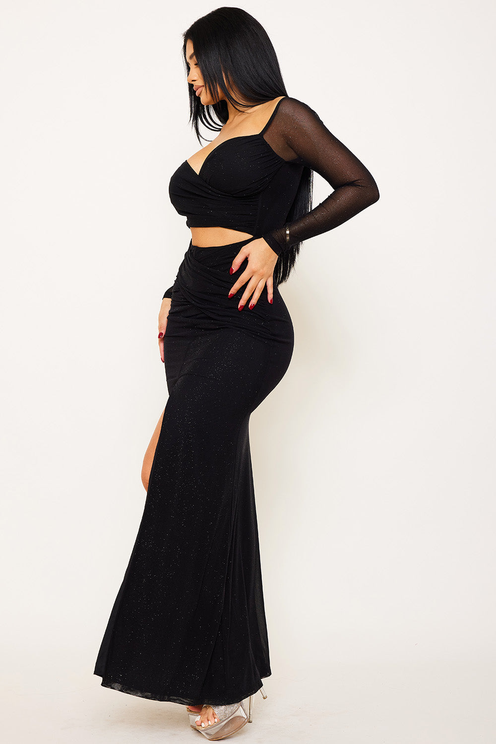 Symphony Dress - Powermesh With Glitter Maxi Dress