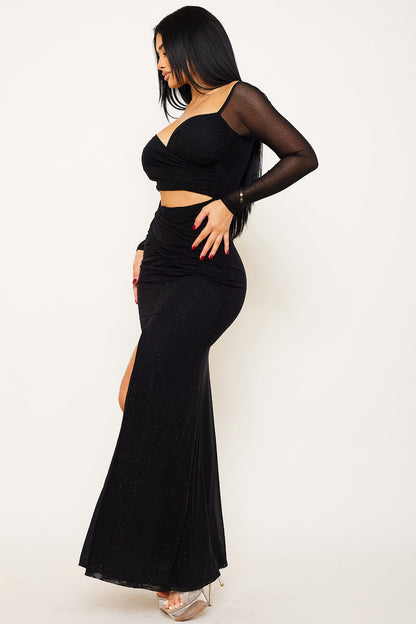 Symphony Dress - Powermesh With Glitter Maxi Dress